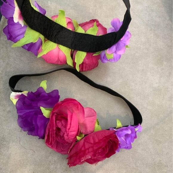 MATCHING floral headbands. Elastic stretch. Set of 2. - Picture 2 of 5